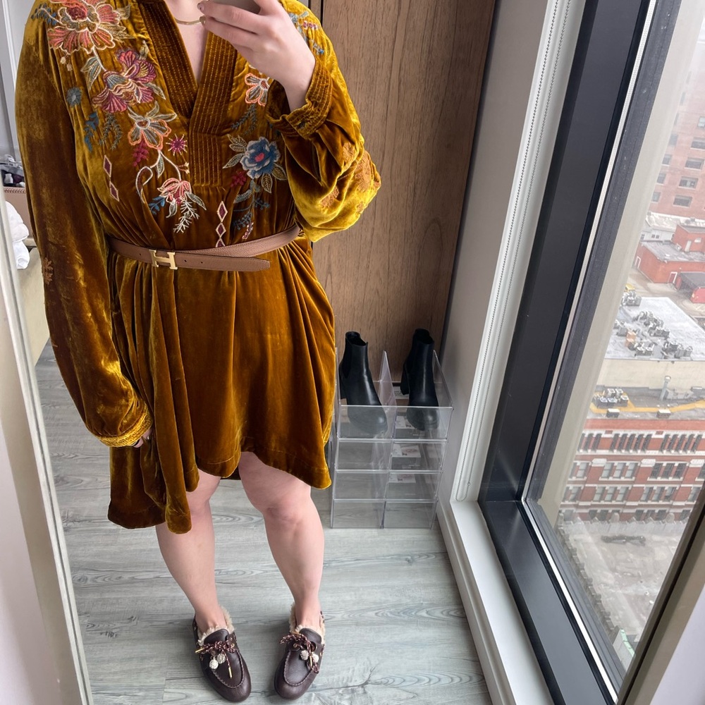 Johnny Was Embroidered Velvet Women Dress - Picture 4 of 6